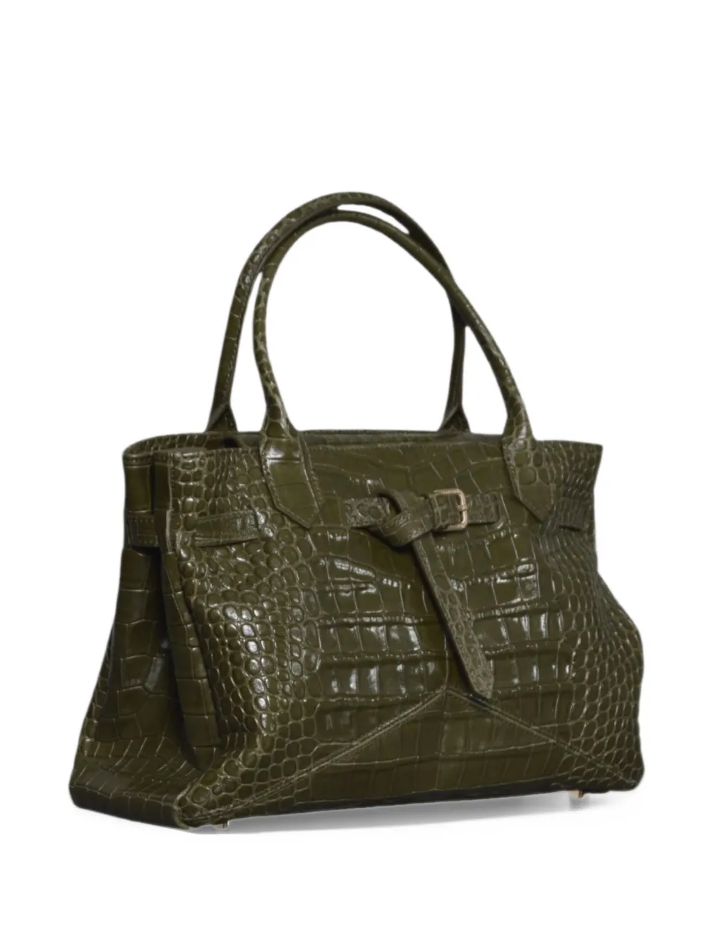 Ballantyne medium Kate 993 crocodile-effect buckled tote bag Groen