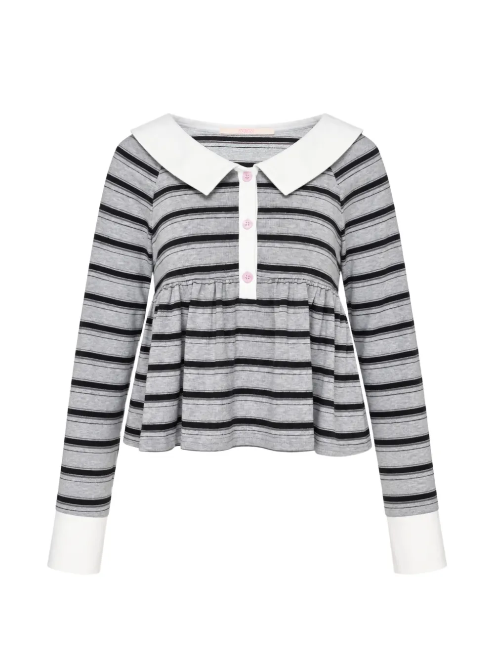 SULTRY VIRGIN striped Babydoll polo shirt - Grigio