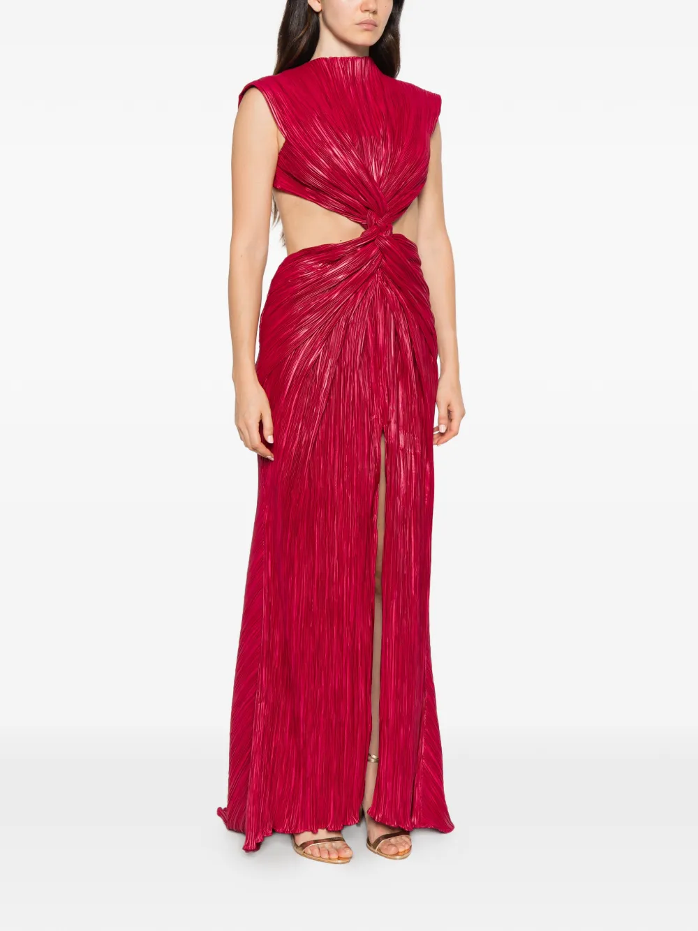 Cult Gaia pleated cut-out maxi dress Roze