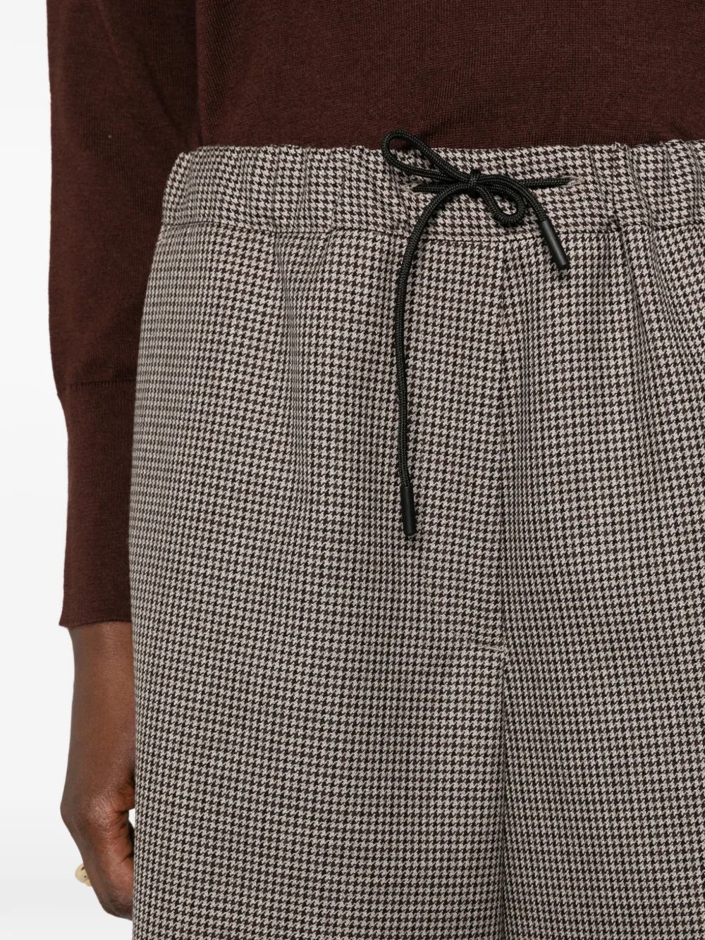 Nine In The Morning Tosca houndstooth-pattern drawstring shorts Beige