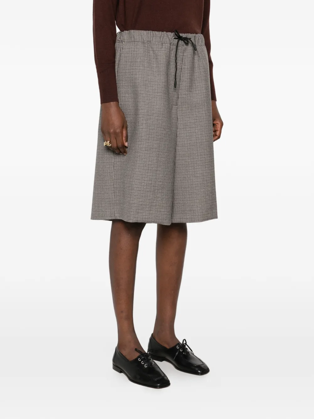 Nine In The Morning Tosca houndstooth-pattern drawstring shorts Beige