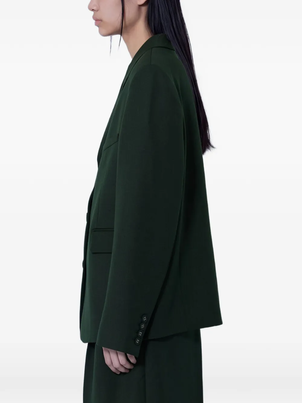 GANNI single-breasted notched-lapels blazer Groen