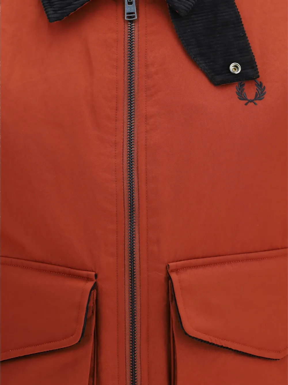 Fred Perry corduroy-collar logo-embroidered military jacket Rood