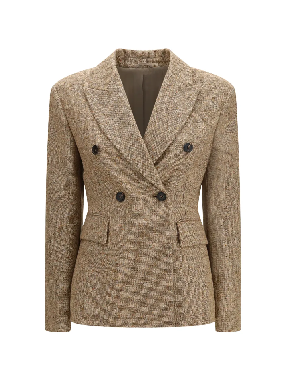 Brunello Cucinelli Donegal double-breasted blazer - Braun