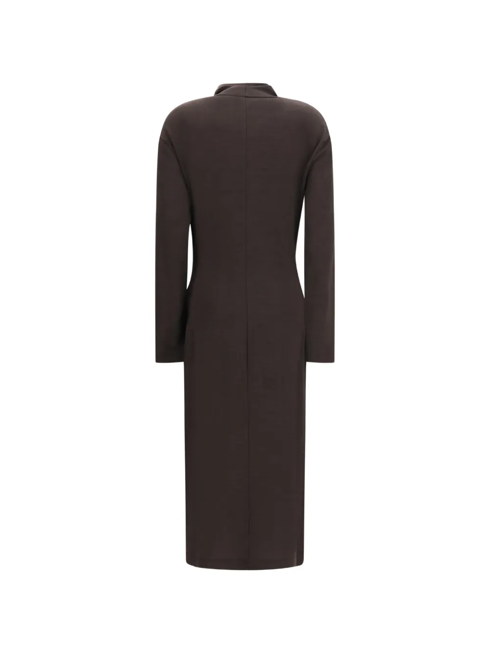 Brunello Cucinelli techno wool jersey dress with draping and Monili Bruin