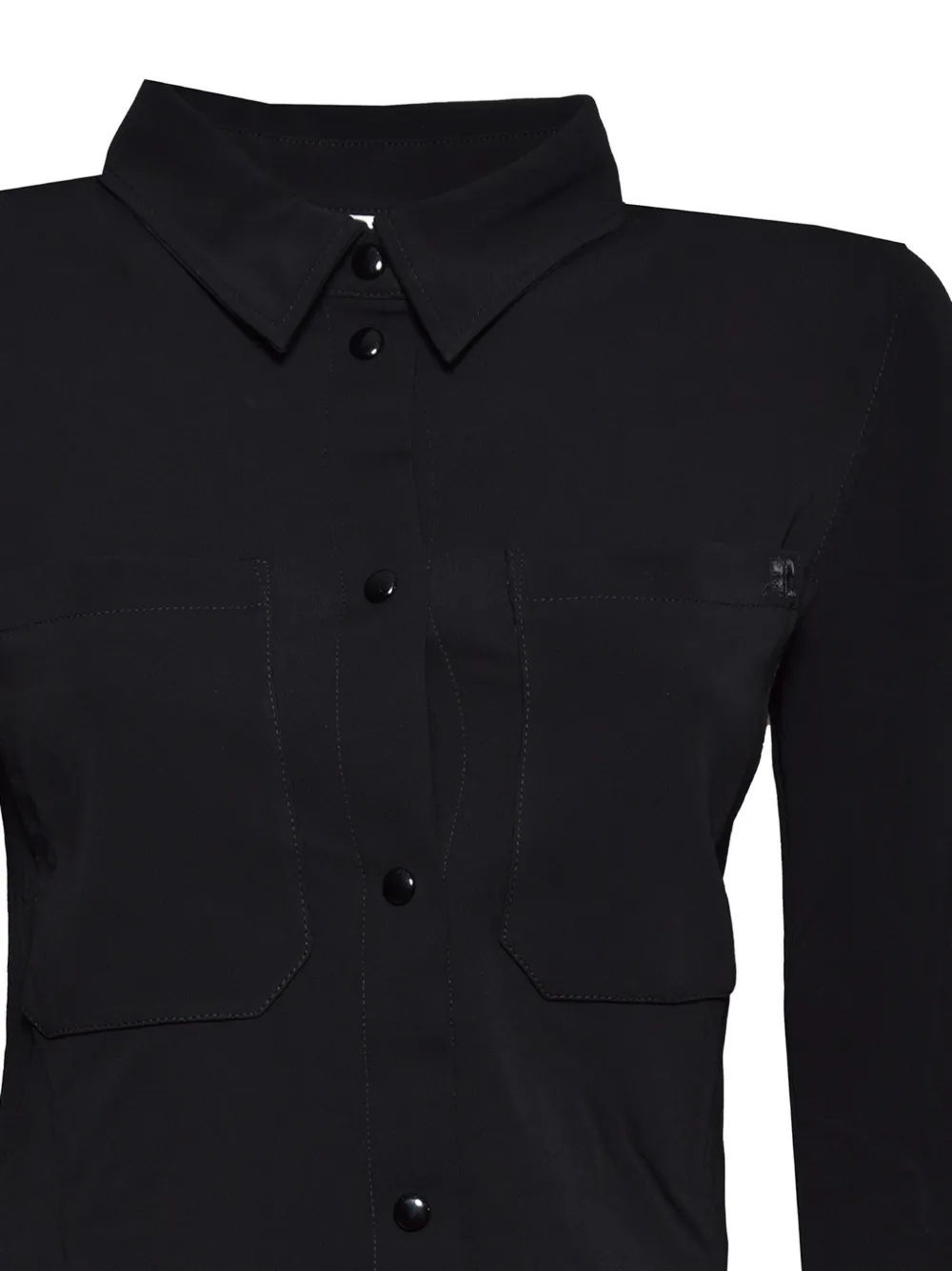 Courrèges patch-pocket long-sleeve shirt Zwart