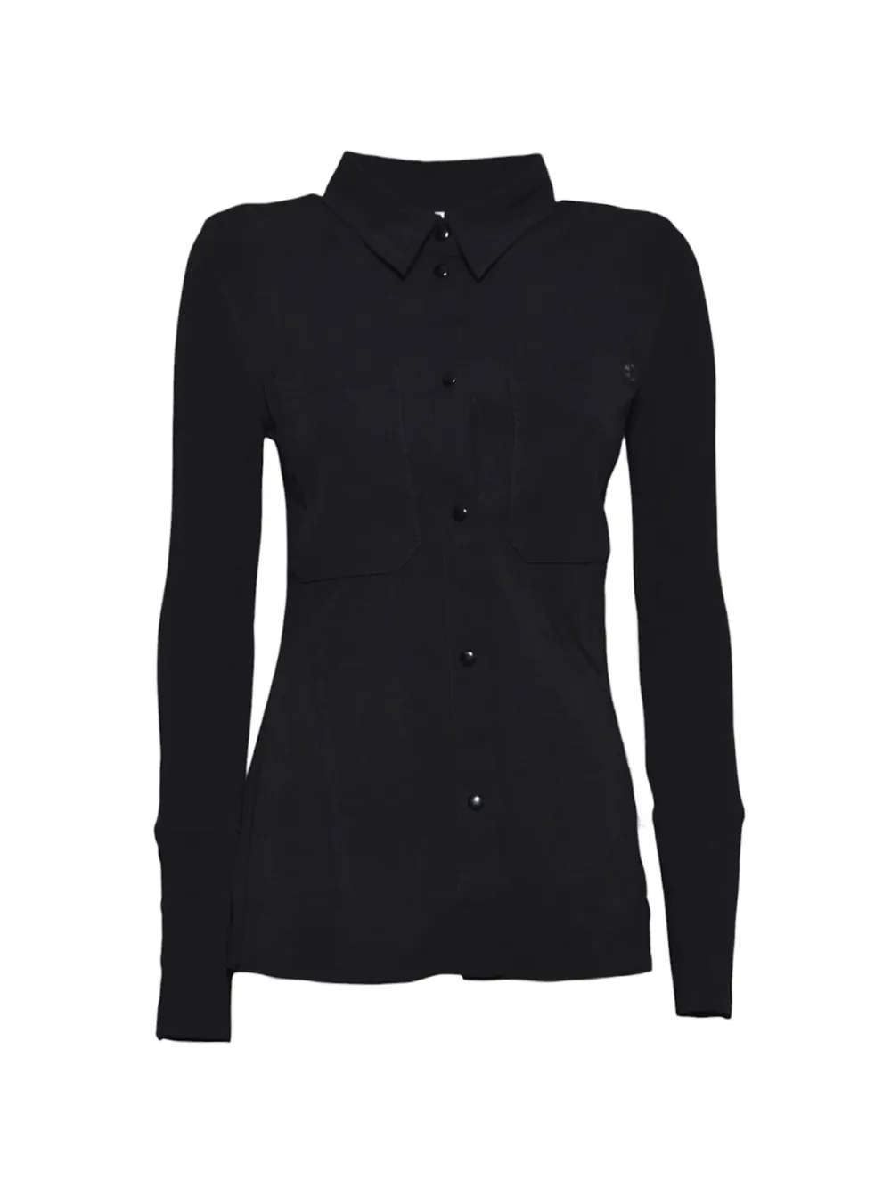 Courrèges patch-pocket long-sleeve shirt Zwart
