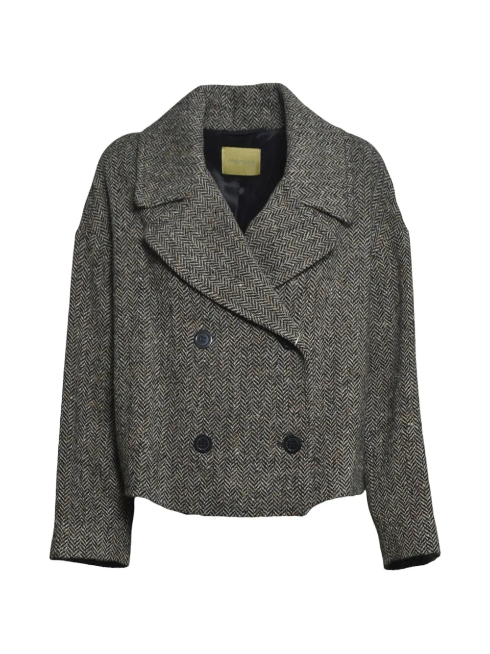Momoní Ketil Herringbone Double-breasted Jacket In Black