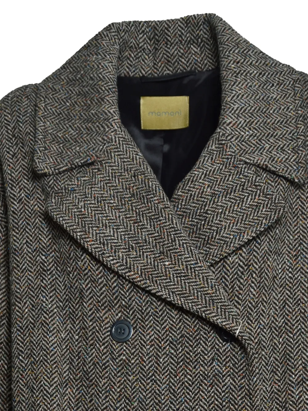MOMONÌ Ketil herringbone double-breasted jacket Zwart