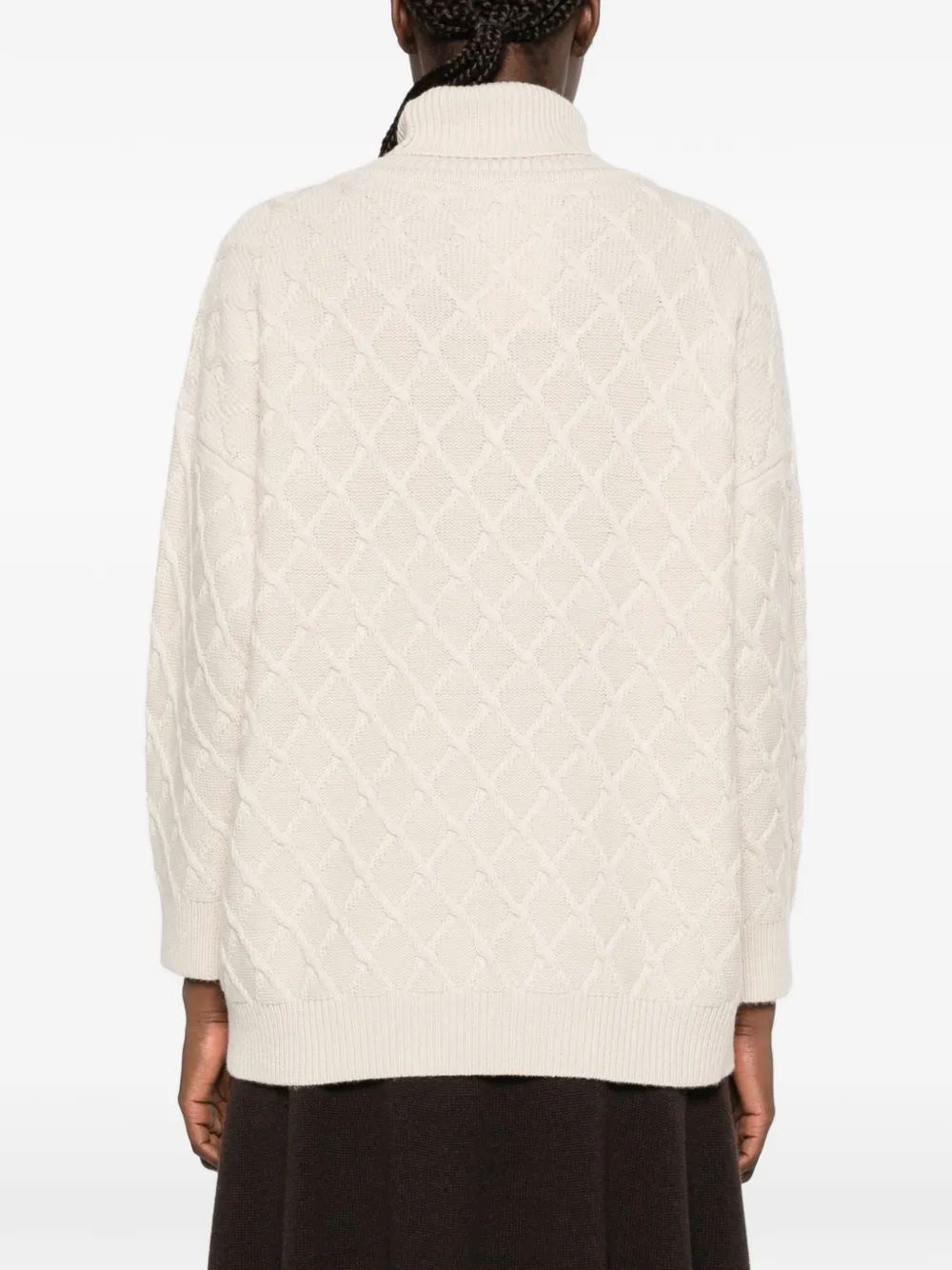 Max Mara diamond-knit roll-neck sweater Beige