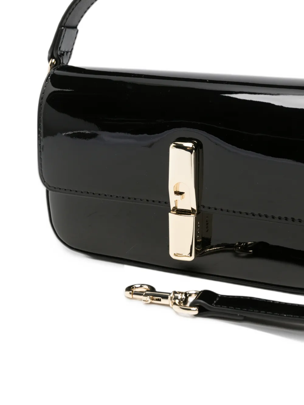 Furla Iride patent-leather mini bag Zwart