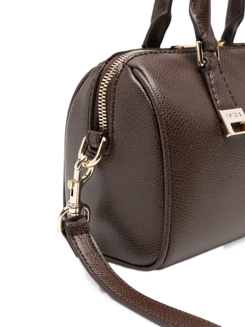 Furla logo-plaque leather tote bag Bruin