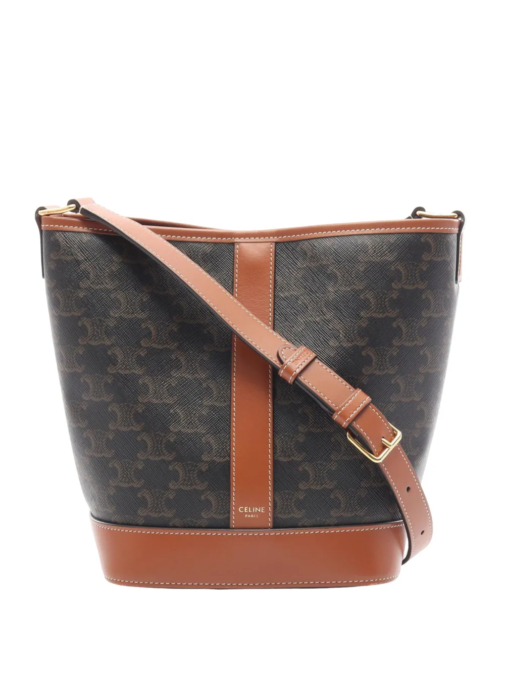 Celine Pre-Owned 2015-2026 Small Triomphe Coated Canvas bucket bag - Braun