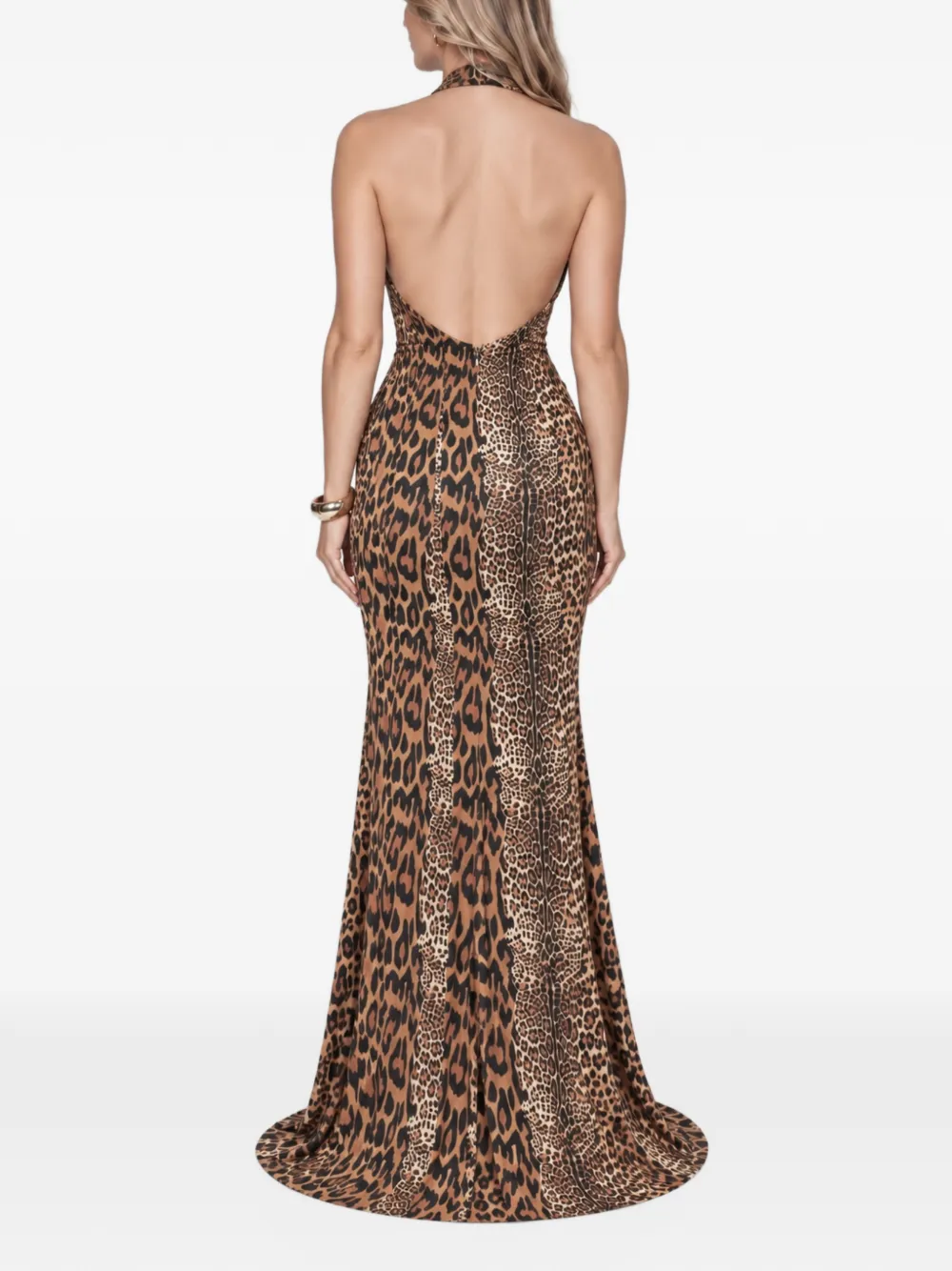 ROSERRY leopard-print open-back maxi dress Bruin