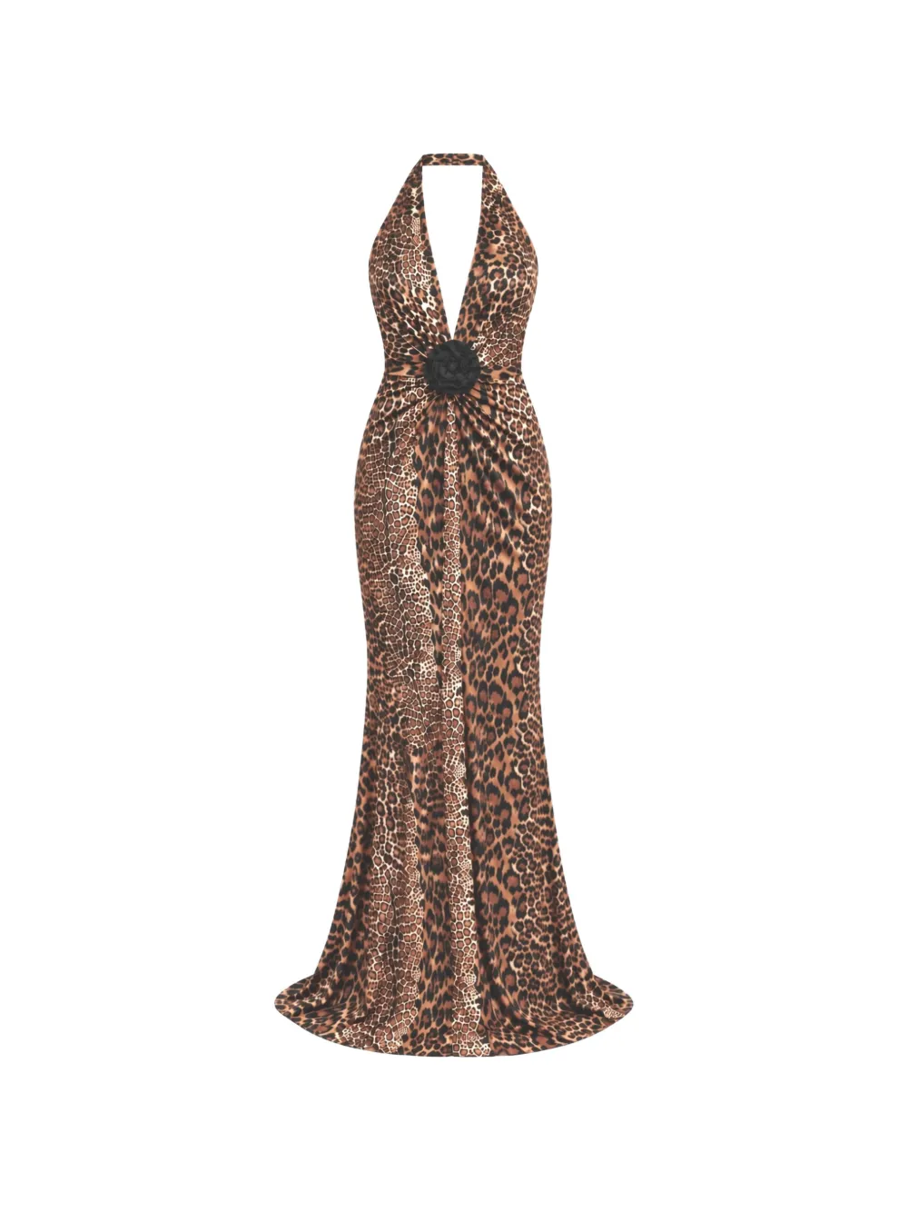 ROSERRY leopard-print open-back maxi dress - Marrone