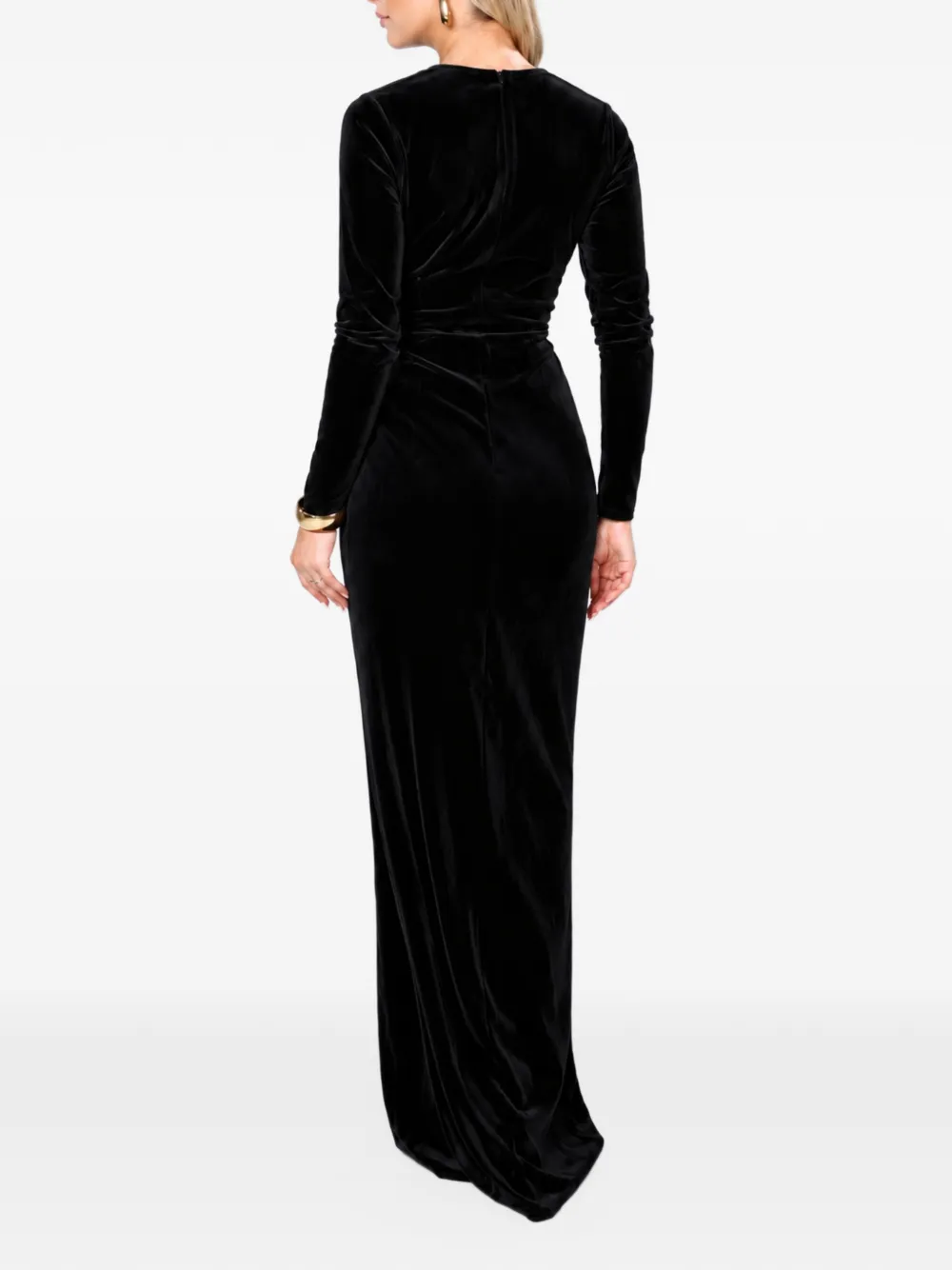 ROSERRY Scarlett knot-detail velvet maxi dress Zwart