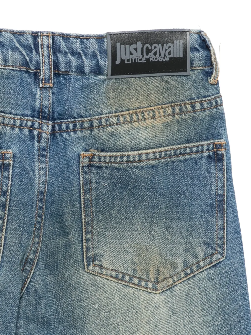Just Cavalli Kids dirty-effect jeans Blauw