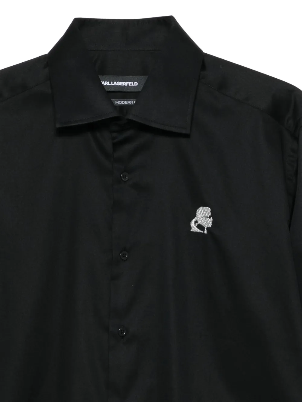 Karl Lagerfeld logo-embroidered shirt Zwart