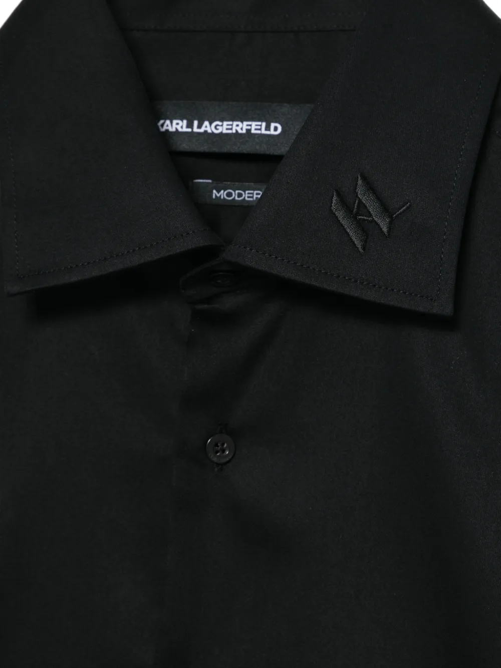 Karl Lagerfeld logo-embroidered shirt Zwart