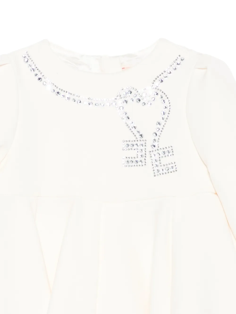 Elisabetta Franchi La Mia Bambina crystal-embellished pleated dress Beige