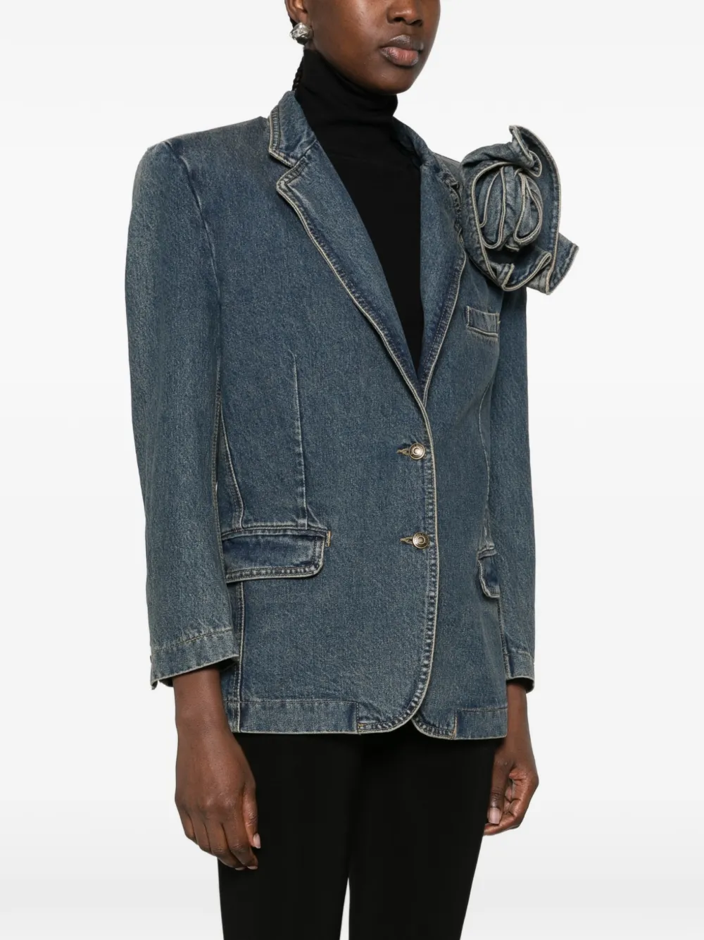 Magda Butrym flower-detail denim jacket Blauw