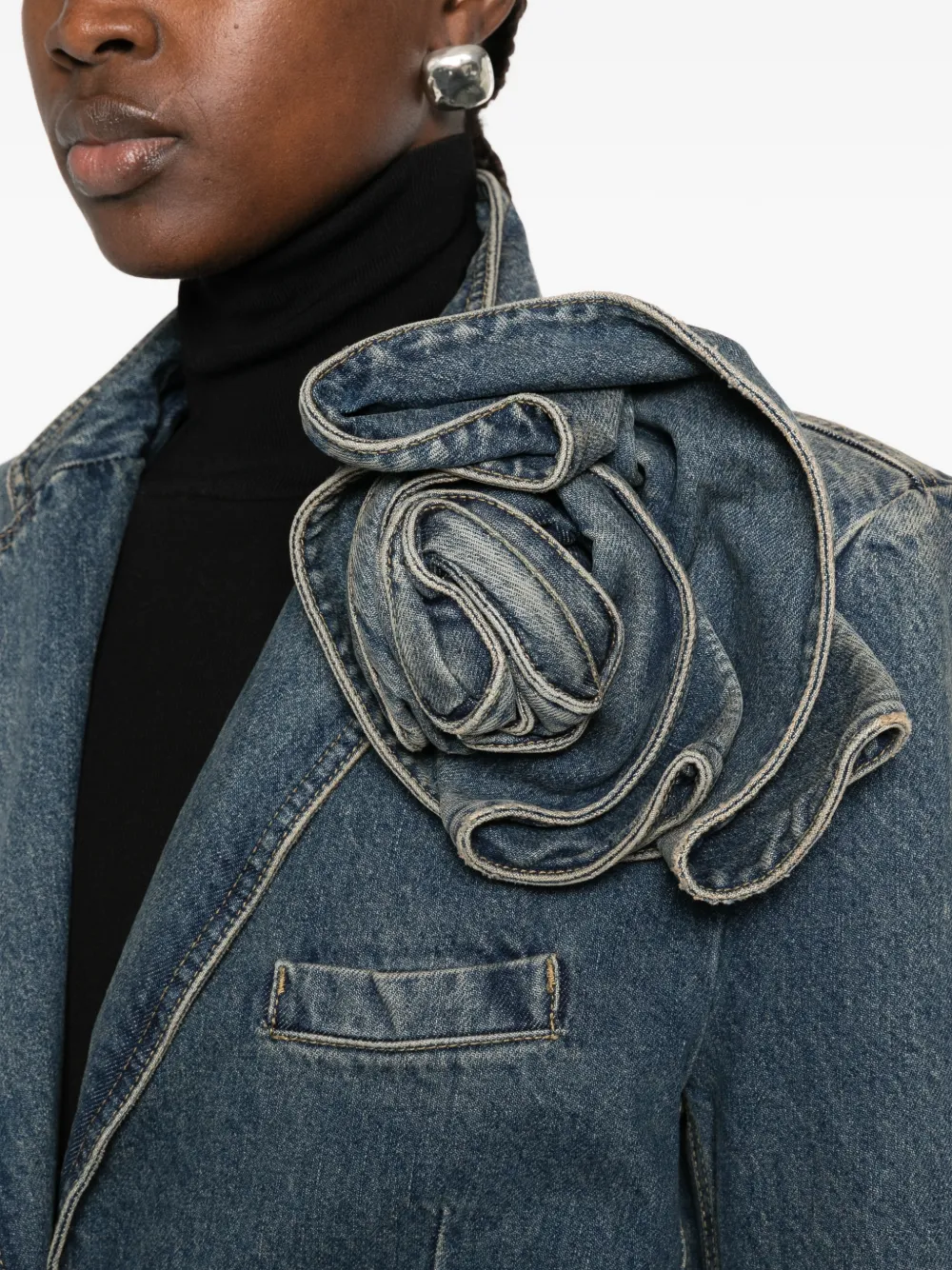 Magda Butrym flower-detail denim jacket Blauw
