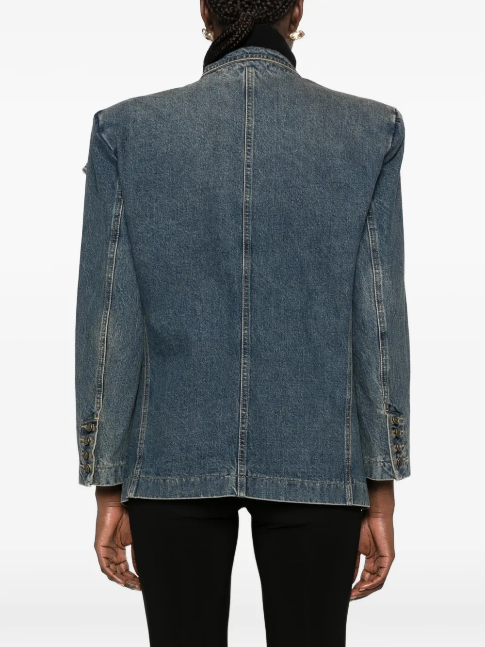 Magda Butrym flower-detail denim jacket Blauw