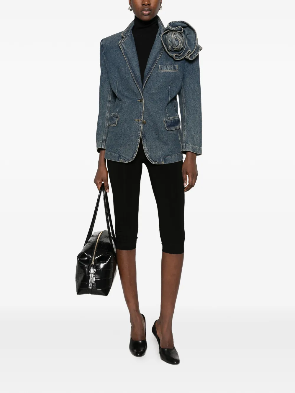 Magda Butrym flower-detail denim jacket Blauw