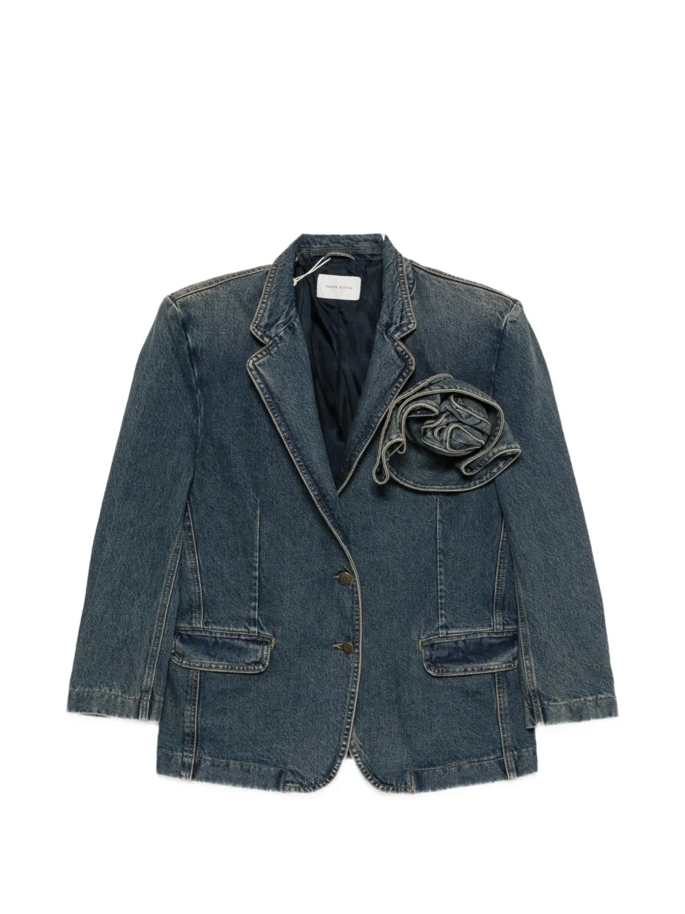 Magda Butrym flower-detail denim jacket Blauw