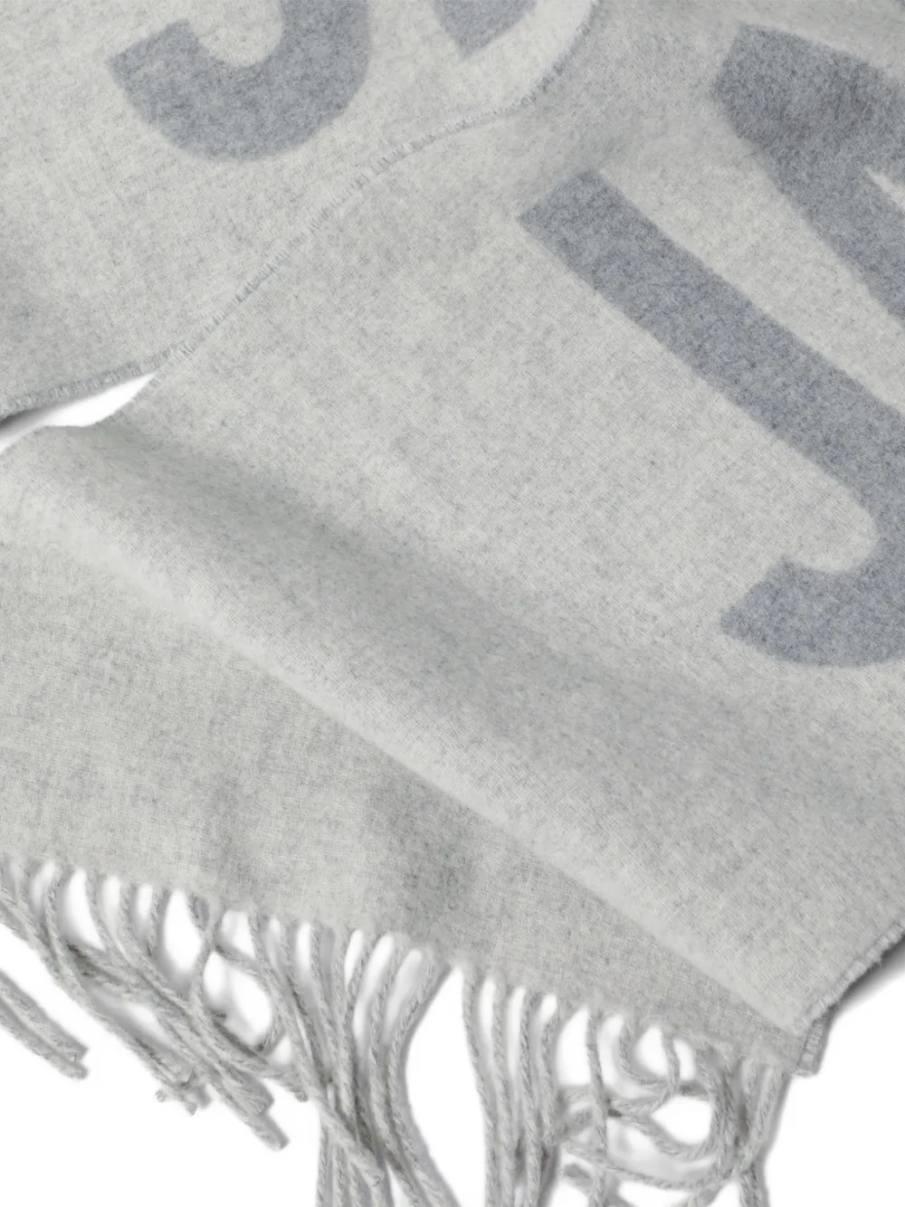 Jacquemus fringe logo scarf Grijs