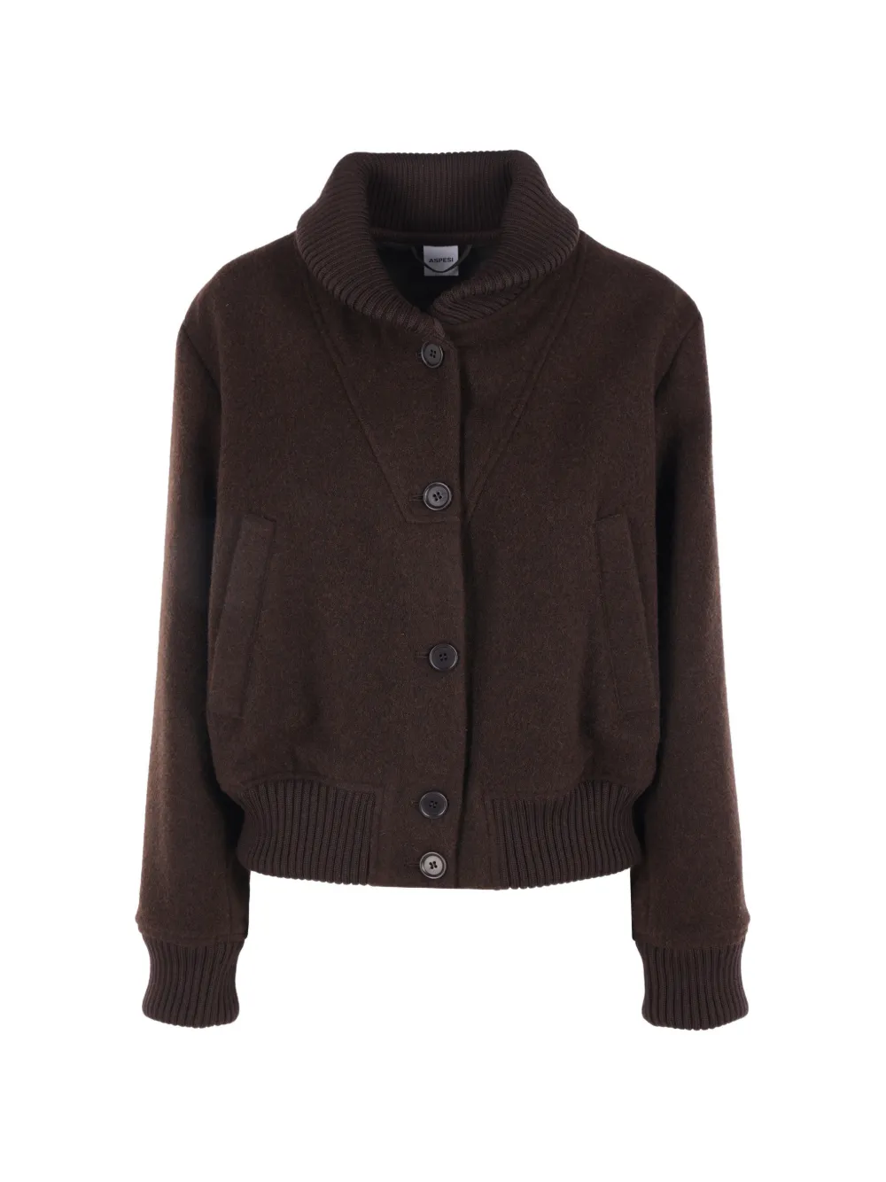 ASPESI ribbed-trim virgin wool jacket Bruin