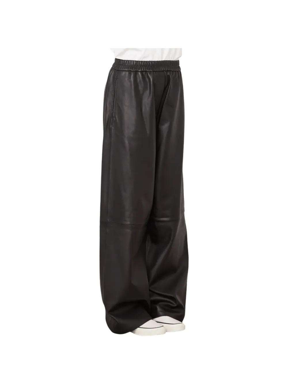 Officine Generale Joni wide-leg leather trousers Zwart