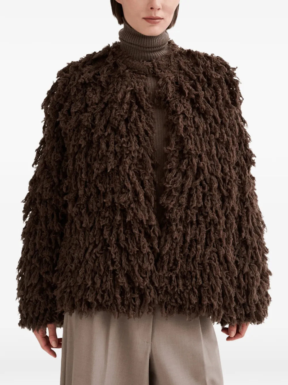 Roberto Collina shaggy-knit fur-effect jacket Bruin