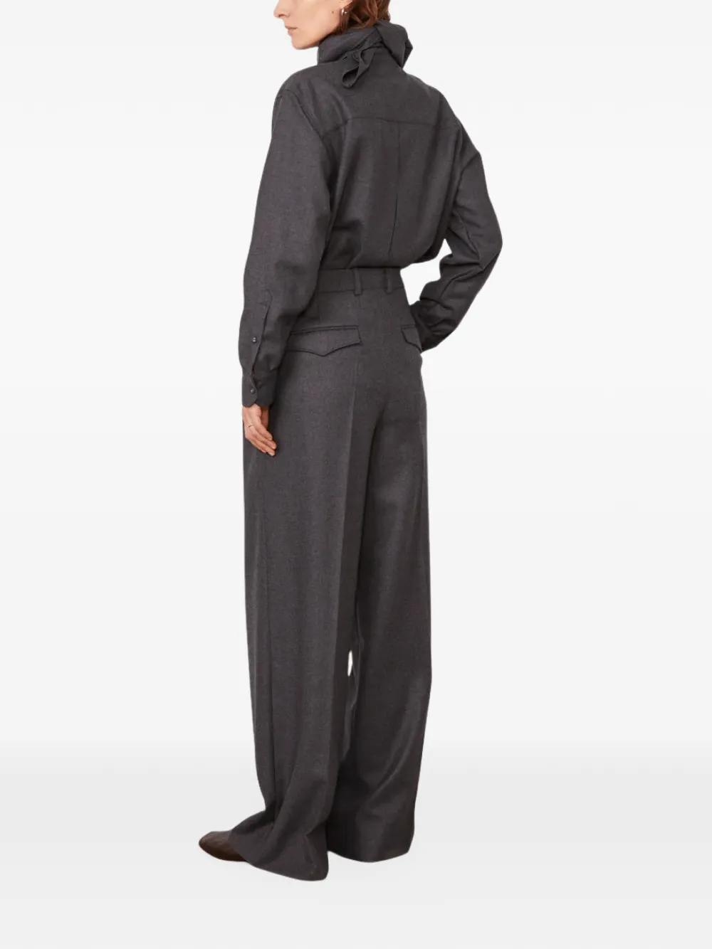 Officine Generale Elka pleated wide-leg tailored trousers Grijs