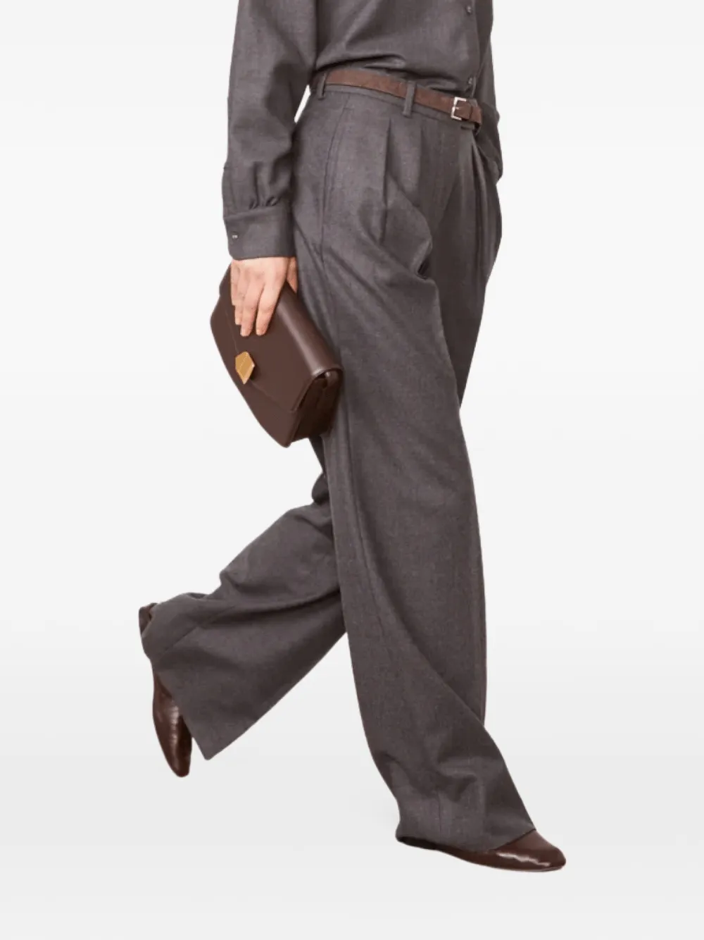 Officine Generale Elka pleated wide-leg tailored trousers - Gris