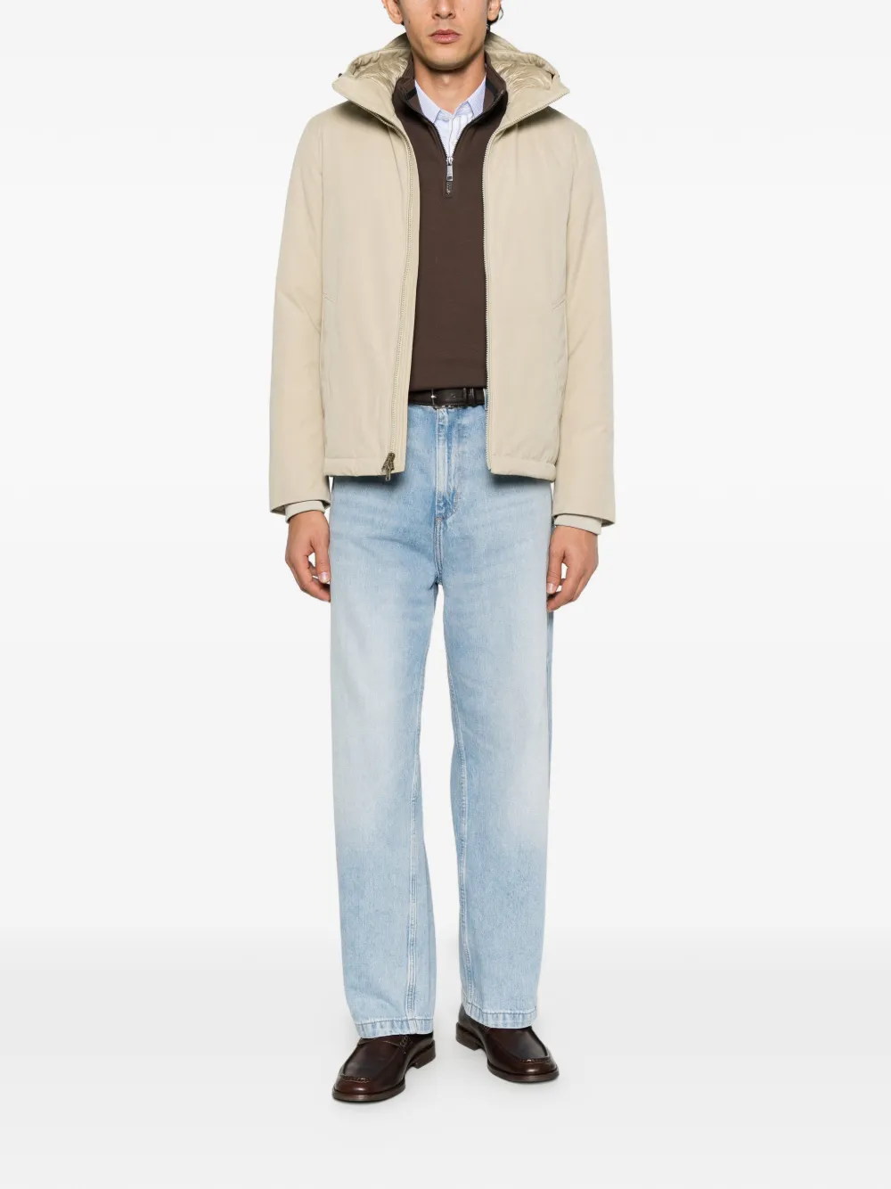 Woolrich hooded zip-up jacket Beige