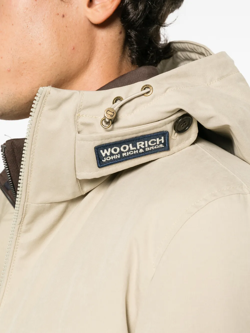 Woolrich hooded zip-up jacket Beige
