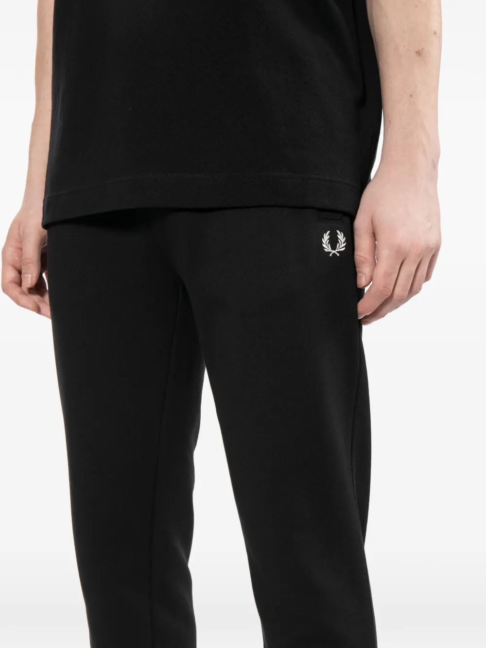 Fred Perry logo-embroidered drawstring track pants Zwart