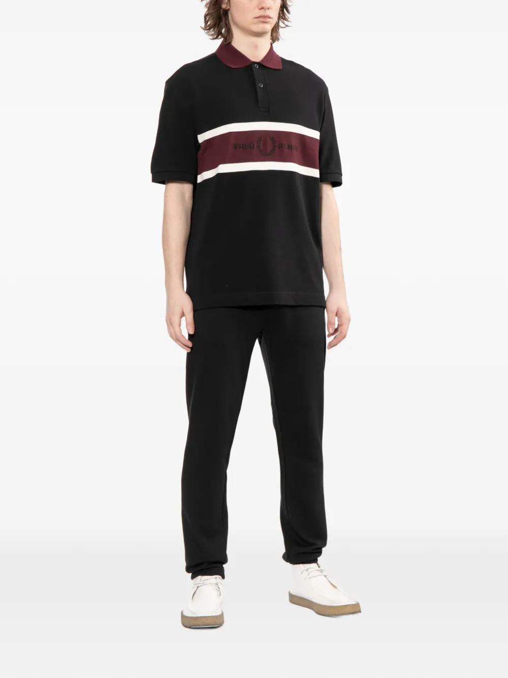Fred Perry logo-embroidered drawstring track pants Zwart