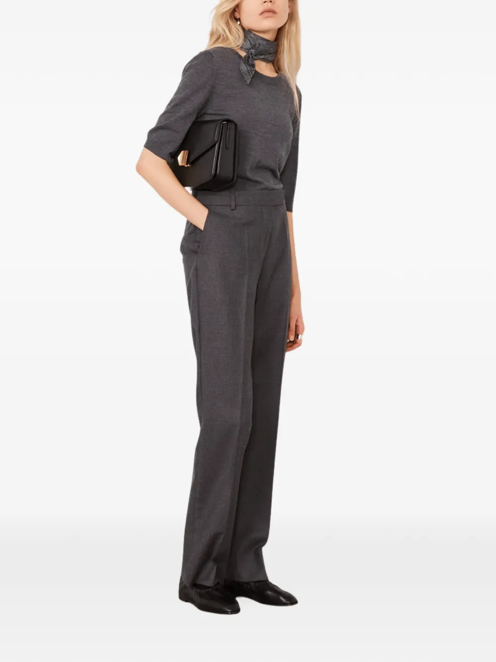 Officine Generale Lenie pressed-crease straight-leg trousers Grijs