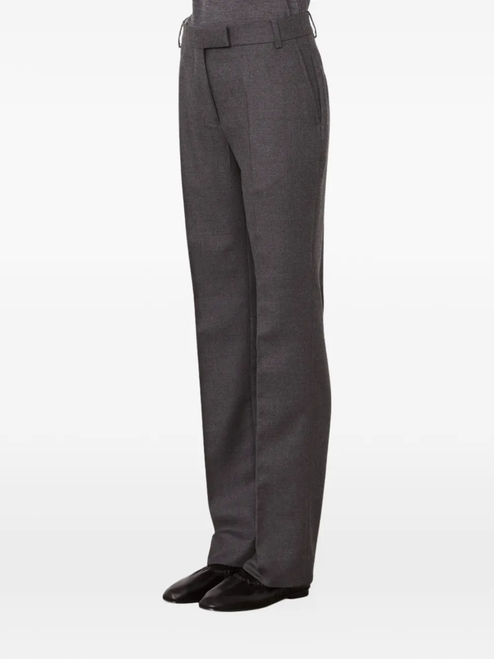 Officine Generale Lenie pressed-crease straight-leg trousers Grijs