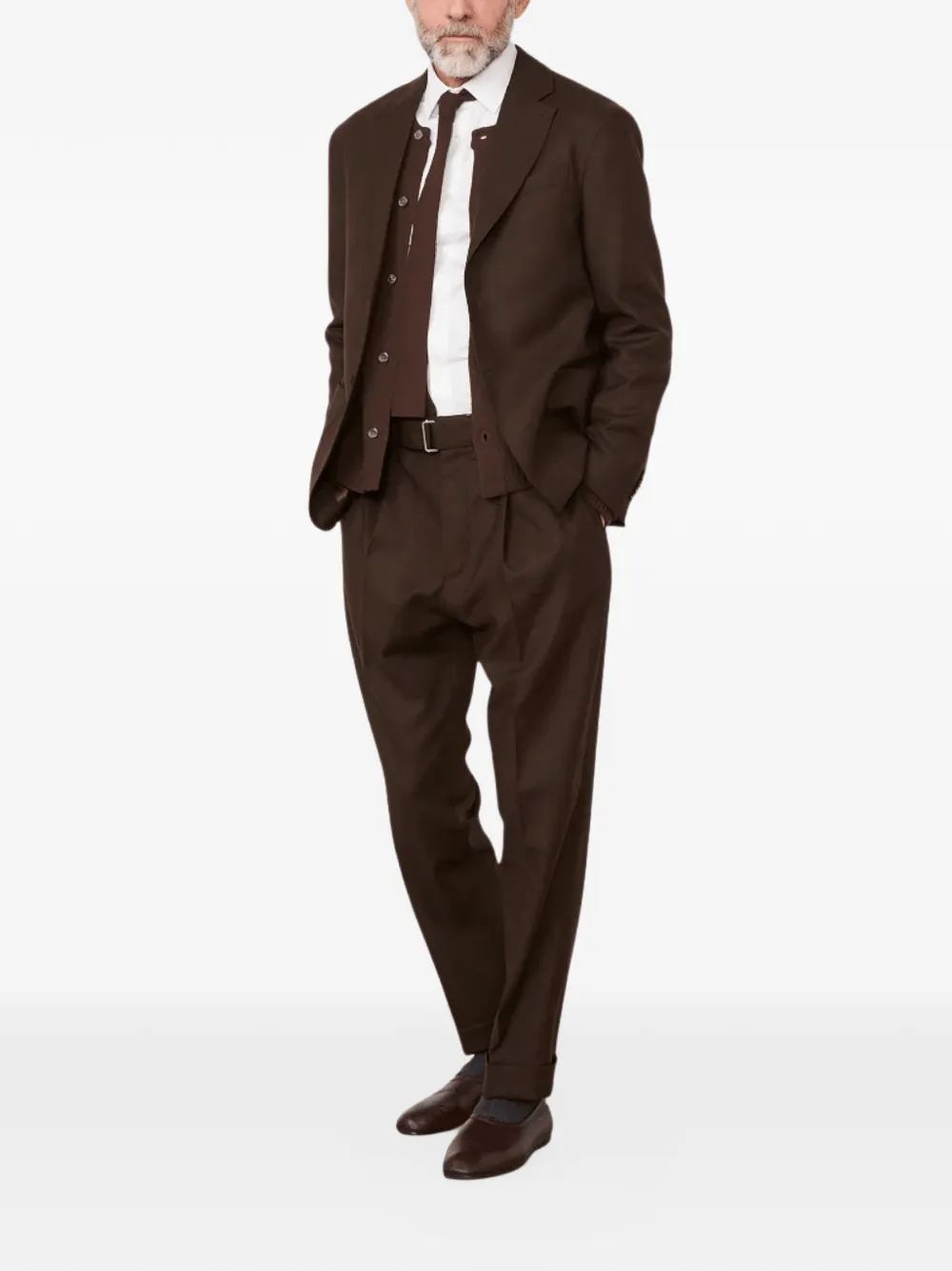 Officine Generale Michael single-breasted notch-lapel blazer Bruin