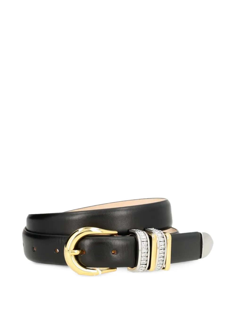 Déhanche Hollyhock crystal-embellished leather belt Zwart