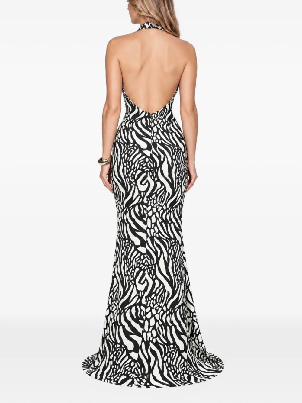ROSERRY animal-print open-back maxi dress Zwart
