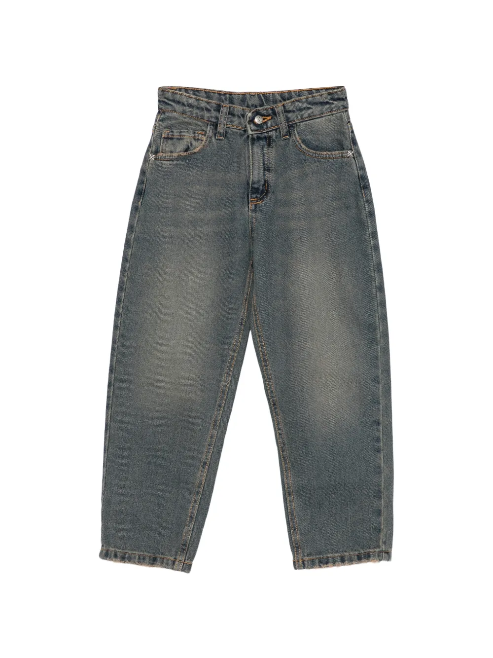 John Richmond Junior logo-patch distressed-effect jeans Blauw
