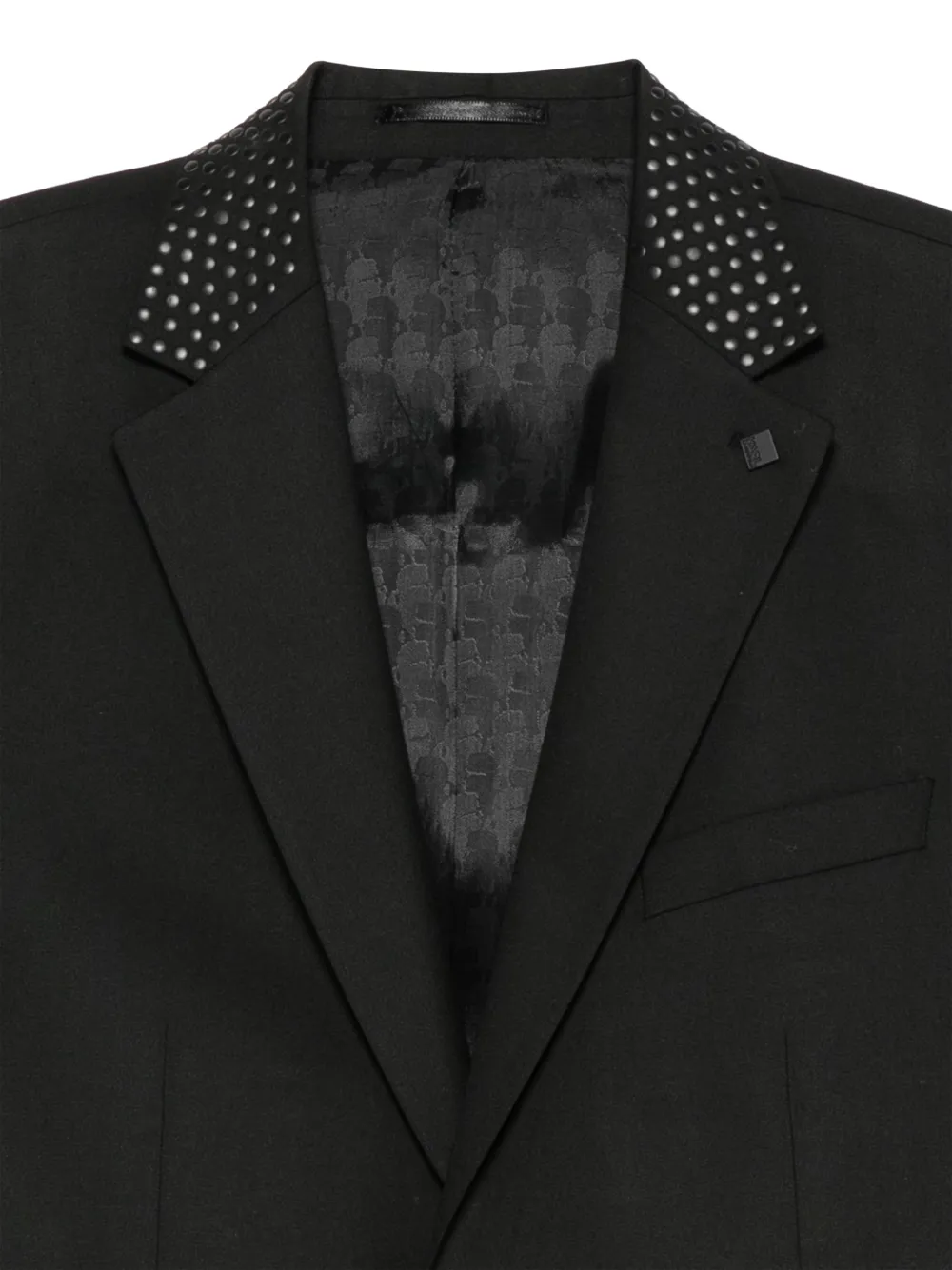 Karl Lagerfeld Call studded-collar blazer Zwart