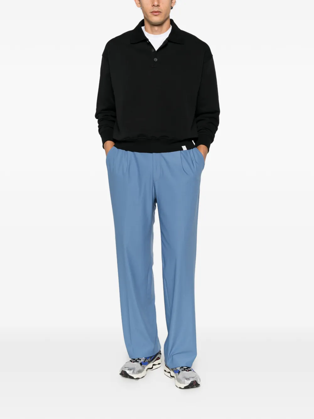 Karl Lagerfeld pleated straight-leg trousers Blauw