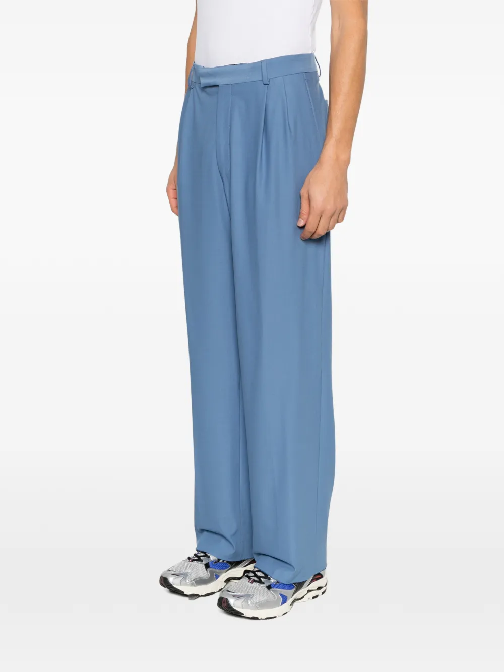 Karl Lagerfeld pleated straight-leg trousers Blauw