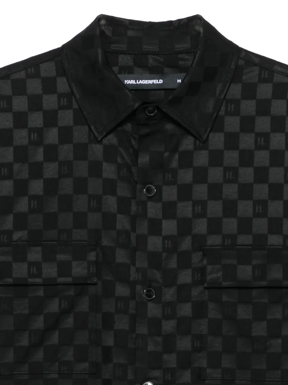 Karl Lagerfeld checkerboard-jacquard shirt Zwart