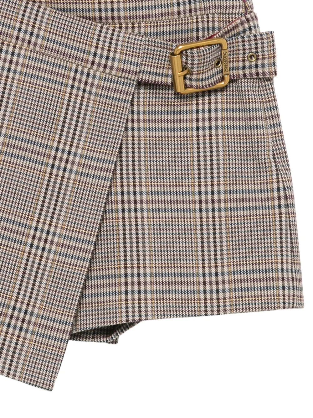 Pinko Kids check-pattern buckled skort Beige